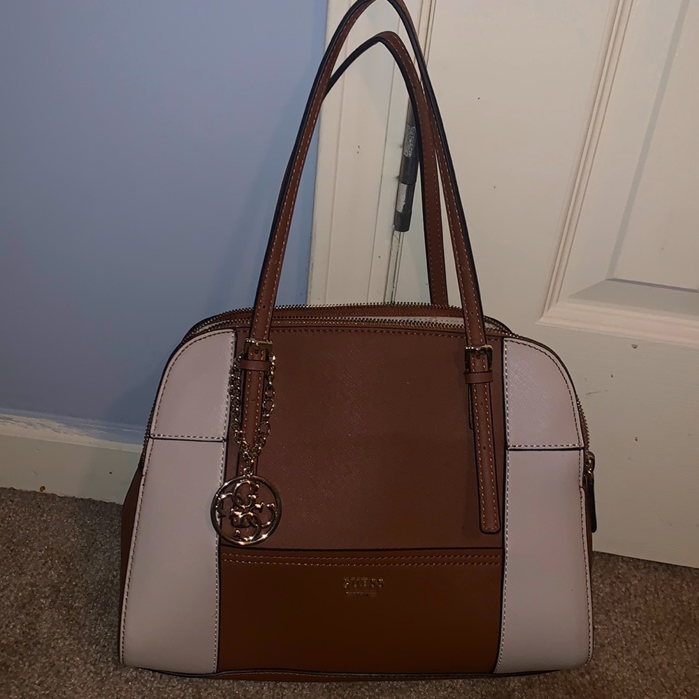 Guess Tote Bag, Brown and White